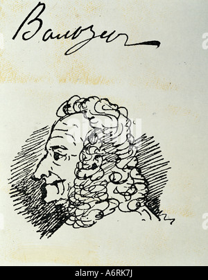 Pouchkine, Alexandre, 6.6.1799 - 10.2.1837, l'auteur russe / écrivain, manuscrit, dessin de Voltaire (1694 - 1778), poète, Banque D'Images