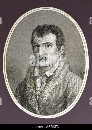 Seume, Johann Gottfried, 29.1.1763 - 13.6.1810, l'auteur allemand / écrivain, portrait, gravure par Amadeus Wenzel Böhm, 18e siècle Banque D'Images