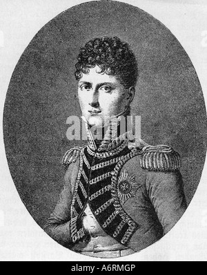 William J, 27.9.1781 - 25.6.1864, le roi de Wurtemberg 30.10.1816 - 25.6.1864, portrait, gravure vers 1806, le Prince héritier, unif Banque D'Images