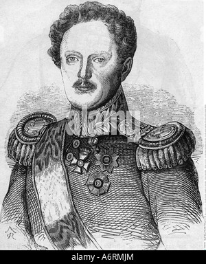 William J, 27.9.1781 - 25.6.1864, le roi de Wurtemberg 30.10.1816 - 25.6.1864, portrait, gravure, 19e siècle, l'uniforme, l'allemand Banque D'Images