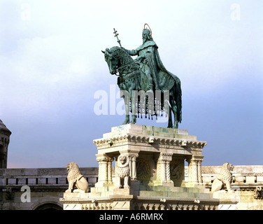 Stephen I. de la Hongrie, vers 969 - 15.8.1038, roi de Hongrie de 1000 à 1038, Memorial, Equestrain sculpture, Budapest, Hungr Banque D'Images