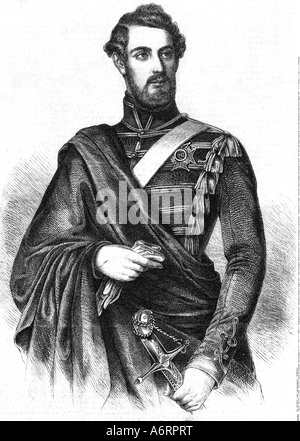 Charles XV, 3.5.1826 - 18.9.1872, le Roi de Suède et Norvège 8.7.1859 - 18.9.1872, demi-longueur, gravure, vers 1858, l'Office de Tourisme de Pau Banque D'Images