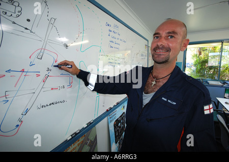 Pilote d'hélicoptère stagiaire schéma sur tableau blanc Tableau blanc Banque D'Images