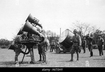 Événements, deuxième guerre sino-japonaise 1937 - 1945, Japon, position anti-avions près de Tokyo, 1938, dispositif de détection sonore, militaire, 2ème, Sino japonais, anti-avions, soldats, XXe siècle, historique, historique, JP, peuple, années 1930, Banque D'Images