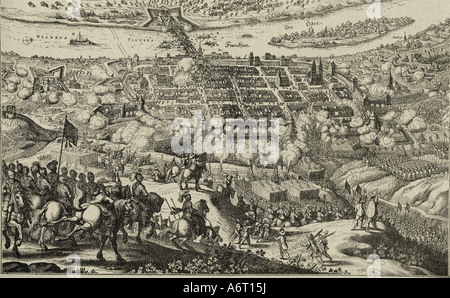 Événements, Guerre de Trente Ans 1618 - 1648, 1630 - 1635 intervention suédois, siège de Frankfurt an der Oder, 27.3.1631 - 3.4.1631, gravure, "Theatrum Europaeum', Matthäus Merian l'ancien, 1635, l'artiste n'a pas d'auteur pour être effacé Banque D'Images