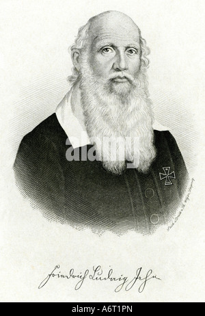 Jahn, Friedrich Ludwig, 11.8.1778 - 15.10.1852 allemand, fondateur de la gymnastique, portrait, gravure sur acier, par Th.Weger, 19 Banque D'Images