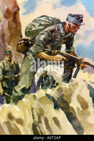 National socialisme, beaux-arts, peinture, série 'NCO de l'armée', photo 'privée', carte postale, vers 1941, NCO, infanterie, troupes de montagne, soldat allemand, Wehrmacht, armée, uniforme, seconde Guerre mondiale, seconde Guerre mondiale, propagande, Allemagne nazie, troisième Reich, militaire, XXe siècle, , Banque D'Images