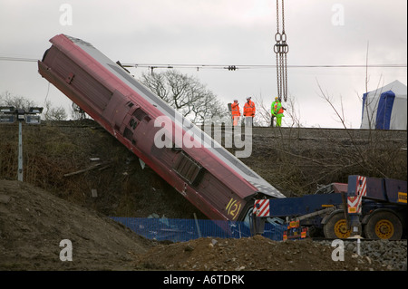 La Vierge à l'accident ferroviaire Grayrigg, Kendal, Cumbria, UK causé par un suivi de la maintenance Banque D'Images