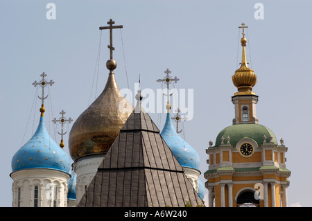 De nombreux clochers de la Nouveau Monastère du Sauveur à Moscou Russie Banque D'Images