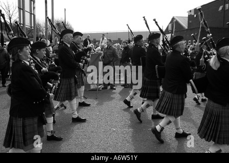 Pipers irlandais sur St.Patrick Day Parade Manchester Banque D'Images