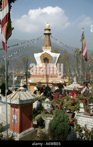 Asie Népal Katmandou Stupa novembre dans le Amideba Buddha Park Banque D'Images