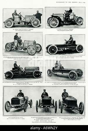 L'équipe de la Coupe Gordon Bennett Englands 1903 tenue à Dublin 3 de la voitures sont Mercedes 3 2 1 Wintons Napiers et Peerless Banque D'Images