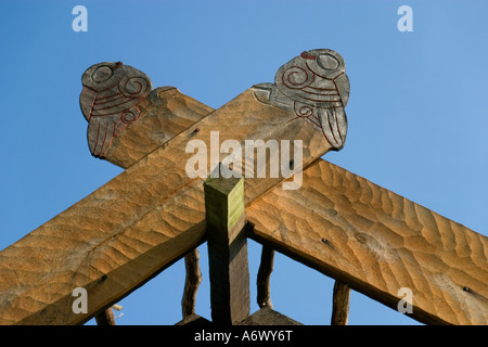 Mur en bois de chêne avec des clous d'une maison viking 10 siècle l'anneau Viking Danemark Slagelse Trelleborg Château Banque D'Images