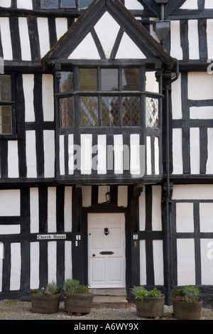 Noir et blanc traditionnel en bois architecture, Ledbury, Herefordshire, Angleterre, Royaume-Uni, Europe Banque D'Images