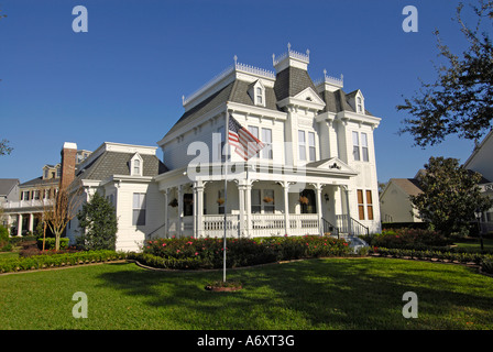 Maisons et quartiers de Celebration en Floride près de Kissimmee Orlando Disney Theme Park Area US Banque D'Images