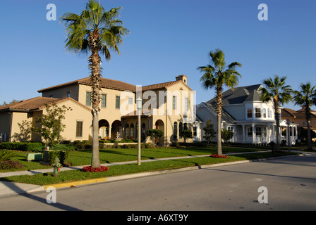 Maisons et quartiers de Celebration en Floride près de Kissimmee Orlando Disney Theme Park Area US Banque D'Images