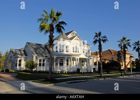 Maisons et quartiers de Celebration en Floride près de Kissimmee Orlando Disney Theme Park Area US Banque D'Images