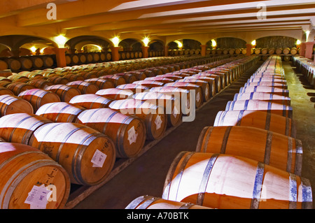 Domaine Gérard Bertrand, Chateau l'Hospitalet. La Clape. Languedoc. Chais à barriques. La France. L'Europe. Banque D'Images