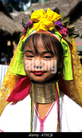 Baidjan Padong Thaïlande réfugiés birmans Necklace Banque D'Images