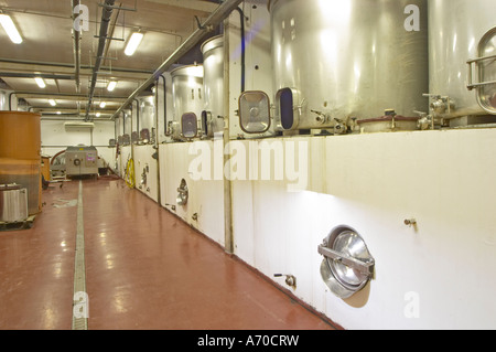 Domaine de Canet-Valette Cessenon-sur-Orb St Chinian. Languedoc. Fermentation en acier inoxydable et des réservoirs de stockage. Cuves de fermentation et de stockage en béton. La France. L'Europe. Banque D'Images