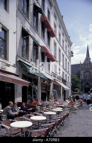 L'Europe, Belgique, Brabant, Bruxelles, Place du Grand Sablon, cafés et restaurants, Banque D'Images