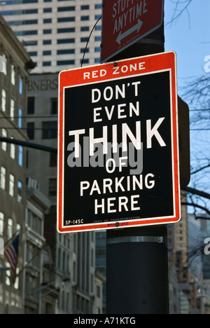 New York No Parking sign with Attitude Banque D'Images