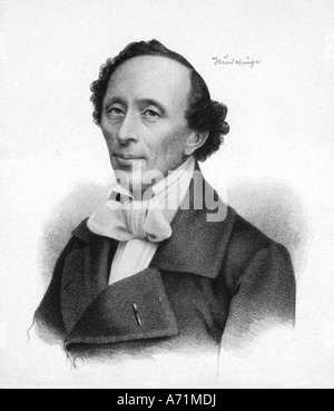 Andersen, Hans Christian, 2.4.1805 - 4.8.1875, l'auteur danois / écrivain, portrait, lithographie, 19e siècle, contes de fées,