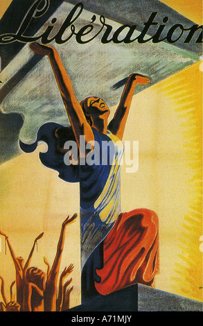 Événements, seconde Guerre mondiale / seconde Guerre mondiale, France, occupation allemande, propagande, affiche 'libération', 1944, Banque D'Images