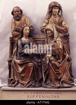 Beaux-arts, Tilman Riemenschneider,, (ca. 1460 - 7.7.1531), l'autel de la Sainte Famille, bois, Mainfraenkisches Museum, Wuerzburg, papillon Banque D'Images