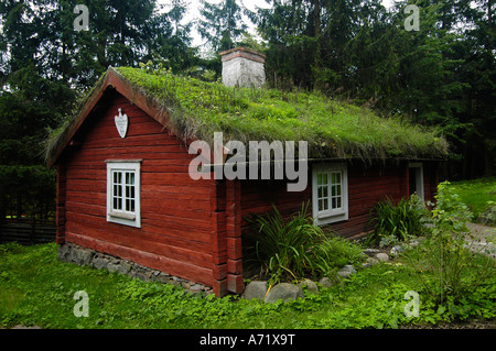 Début du xixe siècle la maison du soldat de Småland en Suède et qui peuvent maintenant être vus au musée en plein air de Skansen à Stockholm Banque D'Images