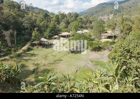 Vue générale de Maesa Elephant Camp. Chiang Mai, Thaïlande. Banque D'Images