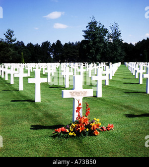 D Jour American USA Cimetière et Jardin du souvenir St Laurent Colleville sur simple Omaha Beach Normandie France Europe Banque D'Images