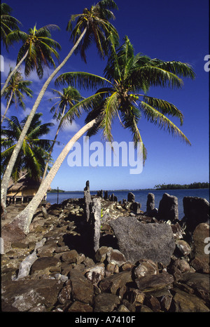 Temple Marae Huahine Polynésie Française Banque D'Images