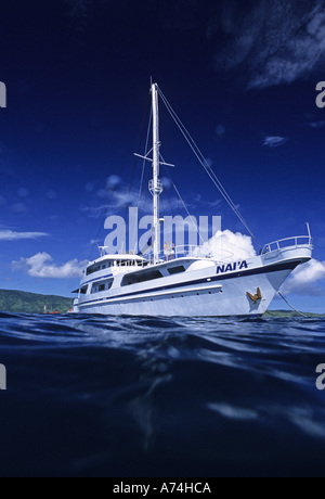 Océanie, Îles Fidji. Nai'un voilier, bateau de plongée pour vivre à bord Banque D'Images