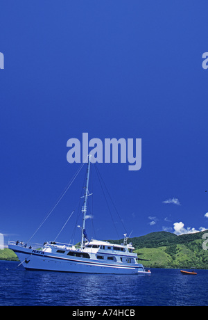 Océanie, Îles Fidji. Nai'un voilier, bateau de plongée pour vivre à bord Banque D'Images