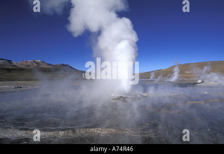 L'Amérique du Sud, Chili, Santiago, San Pedro de Atacama, les Geysers del Tatio au lever du soleil Banque D'Images