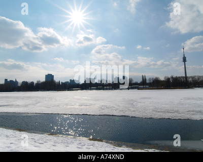 Vienne, Vieux Danube en hiver Banque D'Images