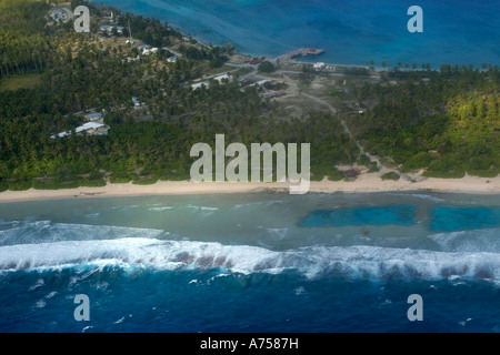 Vue aérienne de l'atoll de Rongelap Micronésie Îles Marshall Banque D'Images