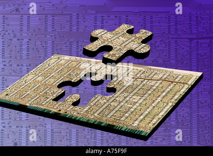 Circuits numériques Jigsaw Banque D'Images