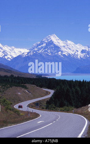 La route de l'Aoraki Mount Cook ile sud Nouvelle Zelande Banque D'Images