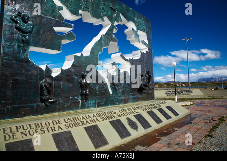 L'Argentine, Terre de Feu, Ushuaia. Monument à la Isla Malvinas (îles Malouines) et la guerre des Malouines. Banque D'Images