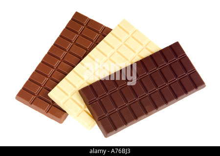 Lisse, blanc et chocolat au lait sur un fond blanc, pur. Banque D'Images