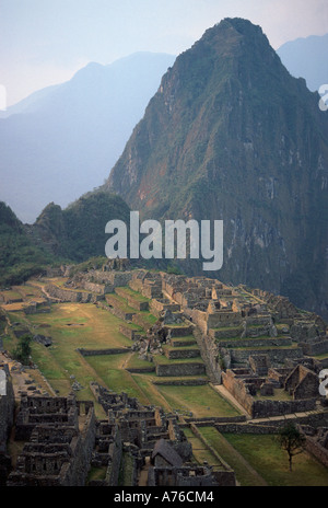 Huaynu avec Machu Picchu Picchu in early morning light Banque D'Images
