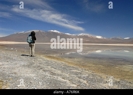 Laguna Verde salt lake dans le sud-ouest de l'Altiplano de Bolivie Banque D'Images