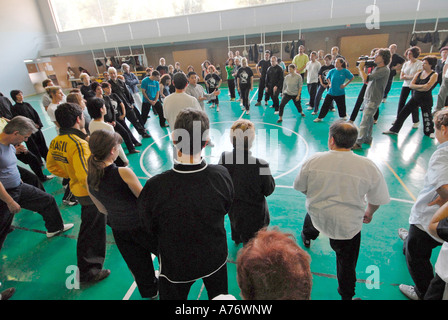 Séminaire de Tai Chi à Ibiza par Grandmaster Fu Sheng Yuan avant tout sur l'univers Yang style Tai Chi 8e Dan Note et son fils Banque D'Images