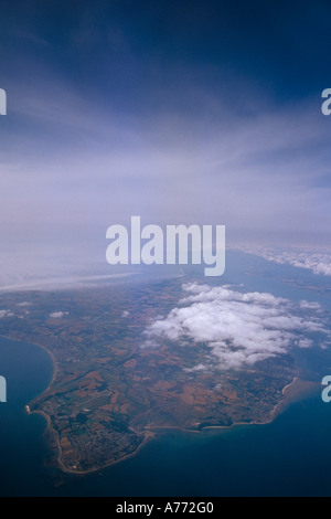 Vue aérienne de nuages sur l'île de Wight, Angleterre. Banque D'Images