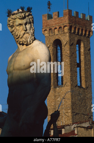 Fontaine de Neptune statue, Piazza della Signoria, Florence, 1560 - 1575. Architecte : Bartolomeo Ammannati Banque D'Images