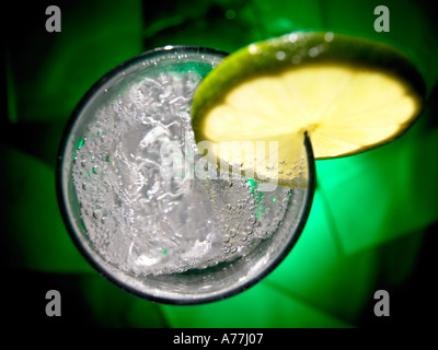 Gin Tonic avec de la glace et une tranche Banque D'Images