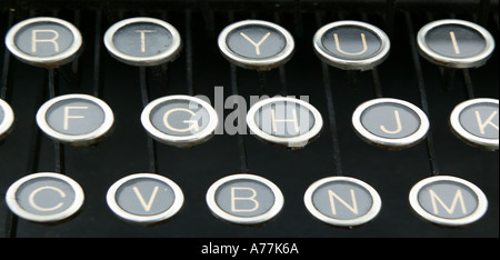 Détail d'un vieux clavier de machine à écrire Banque D'Images