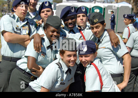 La formation des officiers subalternes de réserve Corp ROTC dans Strawberry Festival Parade Plant City en Floride FL FLA USA US Banque D'Images